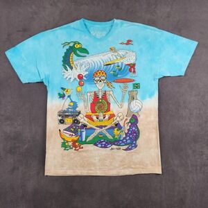 Joey Mars Liquid Blue Shirt Mens 2XL Blue Tie Dye Graphic Tee Skeleton Surf 1992